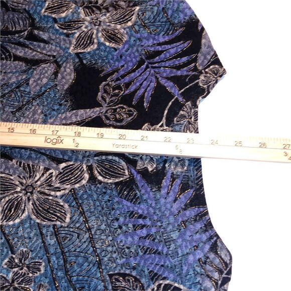 Floral Patterned Women's Jacket - Black and Blue - Picture 8 of 8